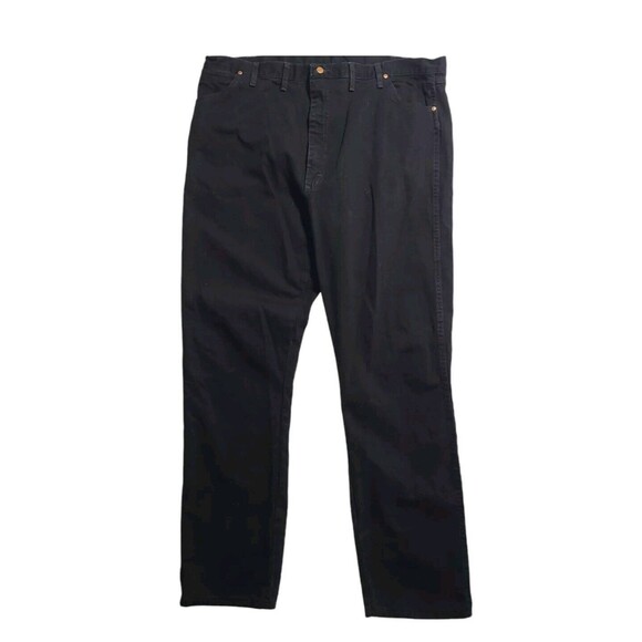 Wrangler Black Denim Jeans Men's 46X34 Cotton Straight Leg Cowboy Rodeo Comfort - Picture 3 of 6